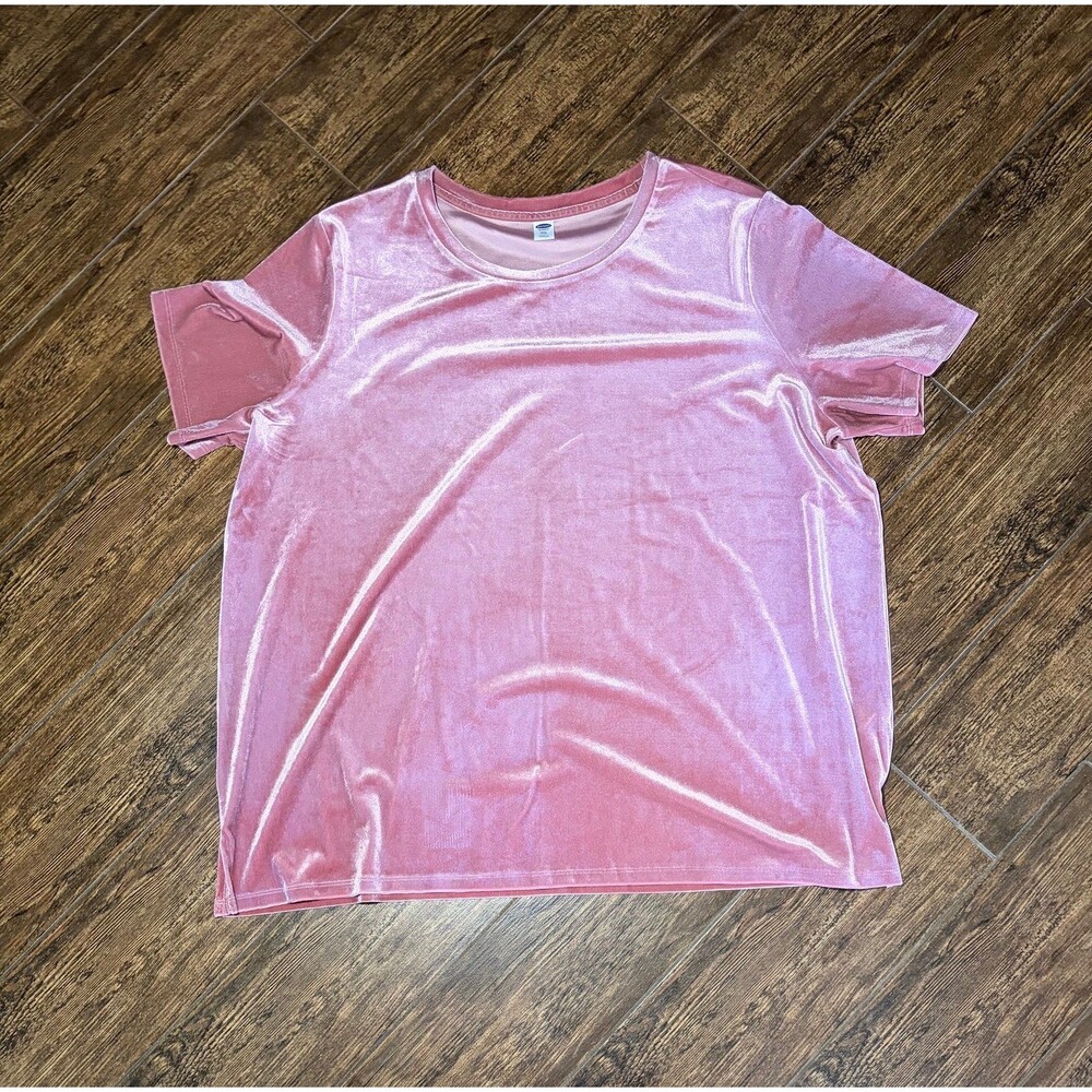 Old Navy Pink Velvet Crewneck Short Sleeve Tee - XXL